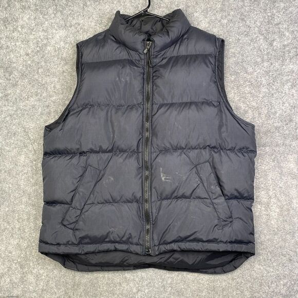 Eddie Bauer Vest Mens Large Tall Black Goose Down Puffer Full Zip - Picture 1 of 7